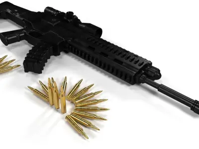 SG553Rifle gun and bullets 3D model