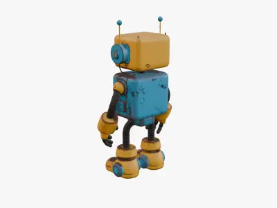 Cartoon Style Robot Low-poly 3D model