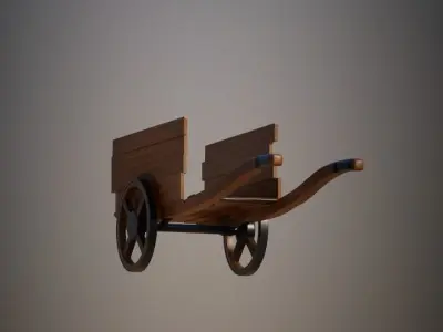 Medieval wheelbarrow  Low-poly 3D model