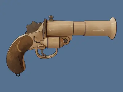 Pistol SteamPunk Low-poly 3D model