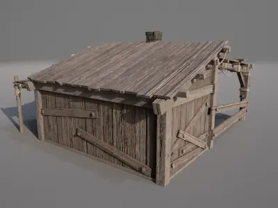 Realistic Forge Building Low-poly 3D model