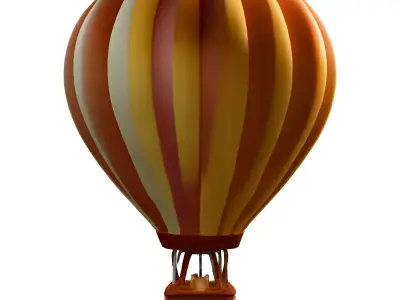 Low Poly Cartoon Hot Air Balloon Low-poly 3D model