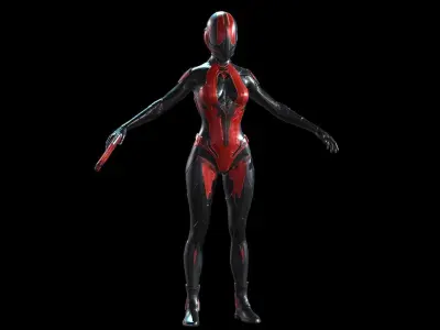 Cosmogirl humanoid robot Low-poly 3D model