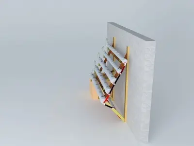 Hydroponics stands tilted wall 3D model