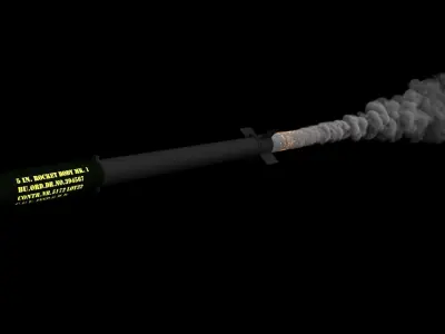 5 Inch MK1 FFAR Rocket incl Smoke trail 3D model