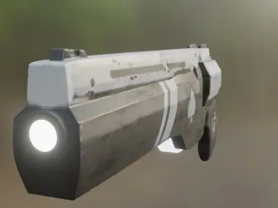 Cyber revolver  Low-poly 3D model