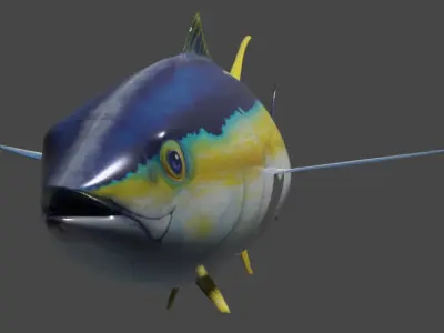 Yellowfin Tuna Rigged Hi and Low Poly Versions Low-poly 3D model