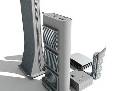 Set of detailed 7 Buildings 3D model