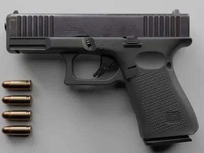 Glock 19 and Textures Low-poly 3D model