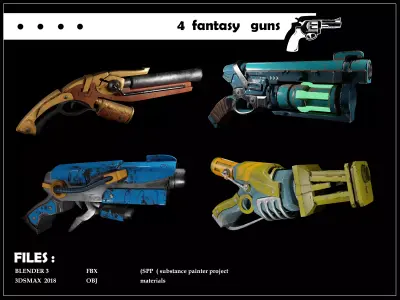Sci-fi weapons vol01 Low-poly 3D model