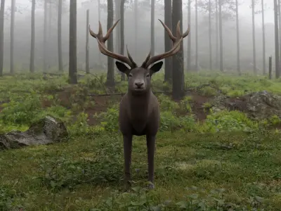 Deer LowPoly with antlers Low-poly 3D model