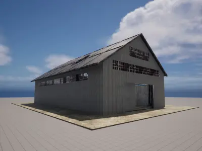 WWIIHangar Low-poly 3D model