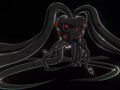 Character vs Cthulhu Animated blend Scene Low-poly 3D model