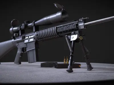 Armalite AR-10T Battle Rifle Pack - Game Asset Low-poly 3D model