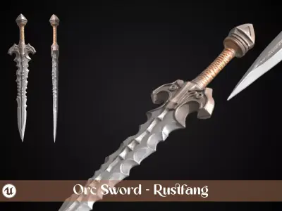Stylized Orc Sword - Rustfang - Game Ready Free 3D model