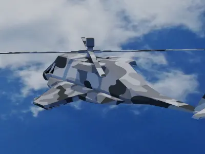 Helicopter flying in sky Low-poly 3D model