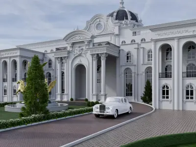 Classical Architecture with Pegasus Statue 3D model