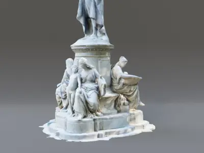 Goethe monument sculpture stone Berlin Low-poly 3D model