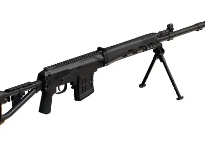 Sniper Riffle SVDM SVD Dragun Dragunov Semi-Automatic Rifle Low-poly 3D model