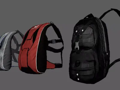 Parashoot bags Low-poly 3D model