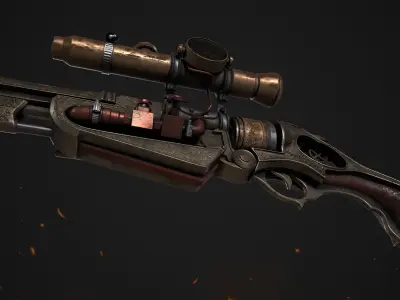 Gun low poly 3d model sniper rifle from star wars force awakens 3D model