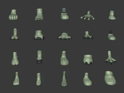 Cartoon Feet Pack Low-poly 3D model