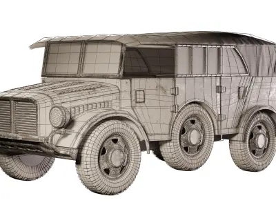 Utility Vehicles WW II Low poly Base Mesh Low-poly 3D model