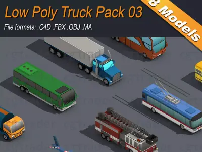 Low Poly Truck Pack 03 Isometric Low-poly 3D model