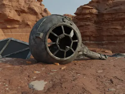 Tie Fighter Wreckage Low-poly 3D model