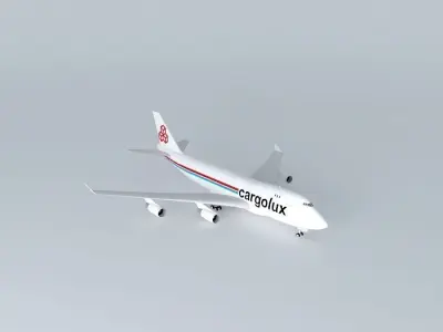 CargoLux Boeing 747-400F Loaded with FEDEX Trucks in Luxemburg  Free 3D model