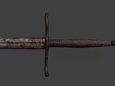 low poly Hand and a Half German Sword 1500 Low-poly 3D model