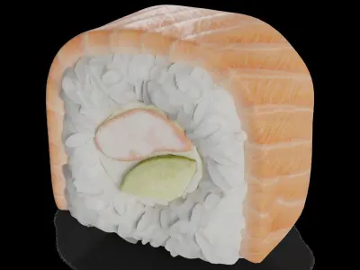 Sushi Salmon tiger prawn cucumber cream 3D model