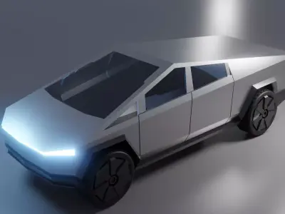 Cyberpunk Modular Cybertruck car Low-poly 3D model