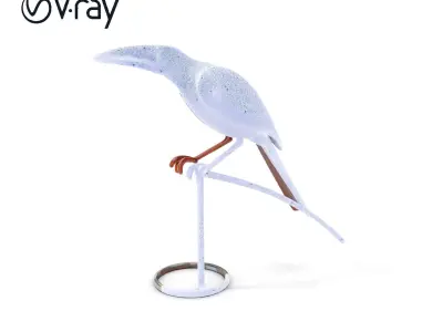 Rustic Bird Sculpture on Stand Model Pack Low-poly 3D model