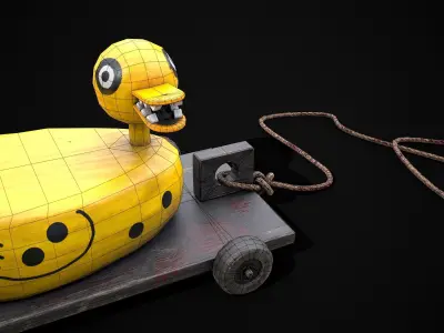 Haunting Duck Pull Along Low-poly 3D model