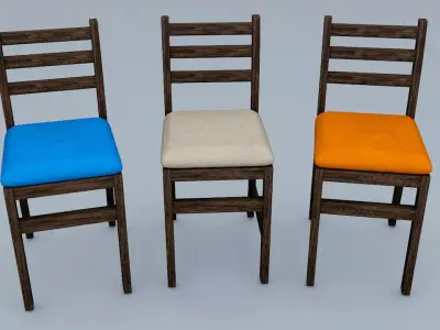 Wooden Chair Set 3D model