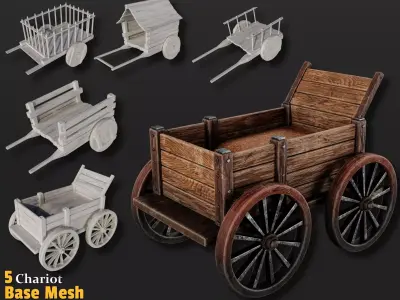 5 Chariot Base Mesh Low-poly 3D model