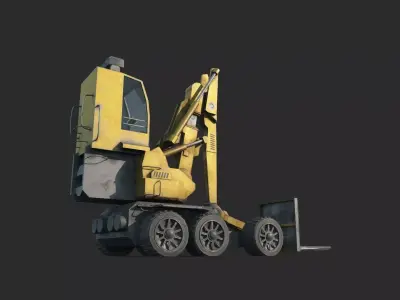 Future sci-fi style engineering vehicle forklift 3D model