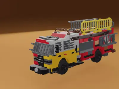 lego firetruck Low-poly 3D model