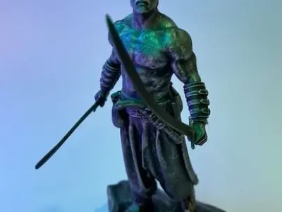 Ukrainian brave Kozak warrior stands on rock ready to print 3D print model