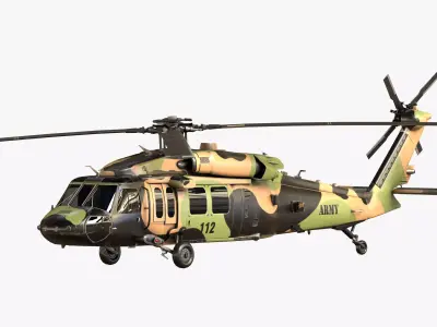 Sikorsky UH-60M and UH-60L Black Hawk US Military Helicopter Low-poly 3D model