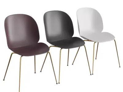 Beetle Dining Chair Un-Upholstered Conic Base 3D model
