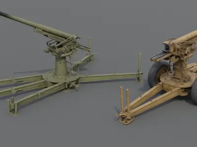 Type 88 75 mm AA gun Low-poly 3D model