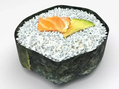 Sliced Sushi Roll 3D model