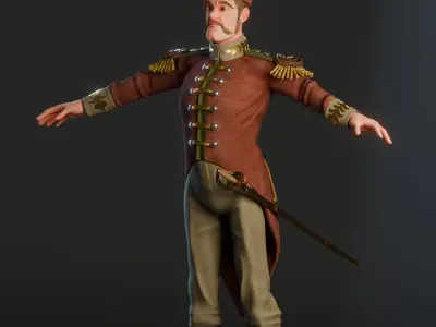 Marshal Vezdan Stylized Military Officer Character Low-poly 3D model