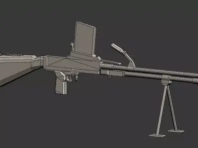 Manual machine gun Low-poly 3D model