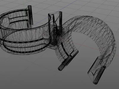 Rotating hose or wire clip Low-poly 3D model