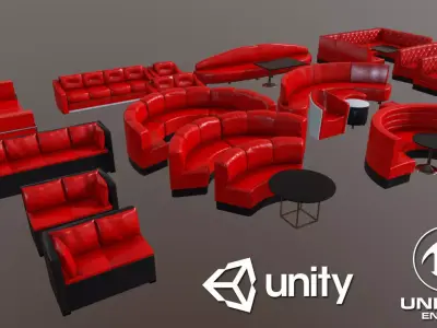 Modern sofas Low-poly 3D model