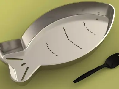 Fancy steel fish salad bowl Free 3D model