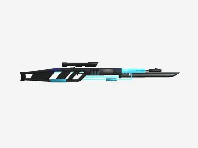 SciFi Sniper Gunblade A03 Full Black - Fiction Weaponry Low-poly 3D model